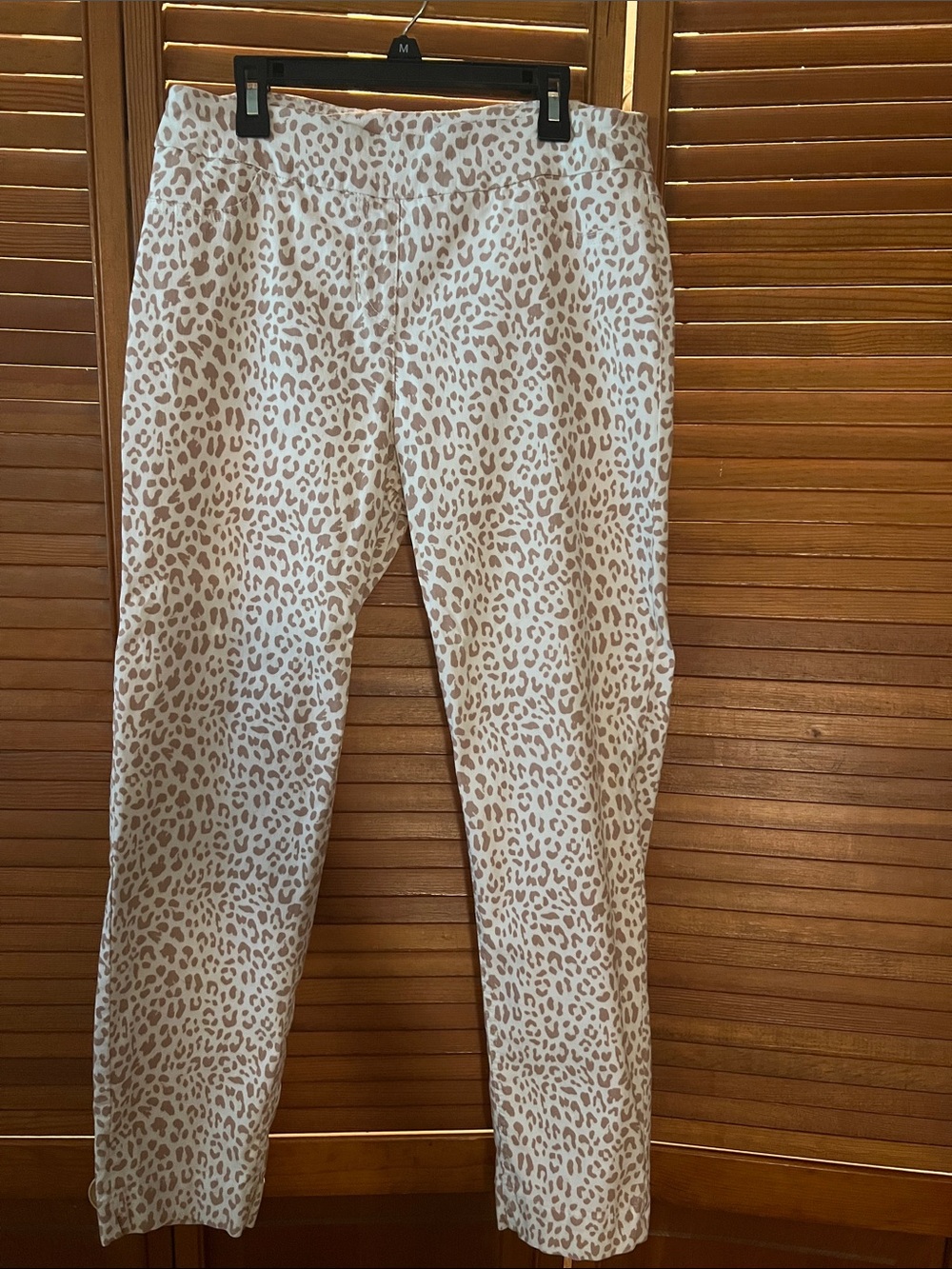 Straight Leg Leopard Print Pants in Cream and Tan
